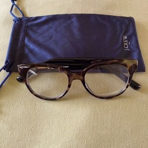 🎁Price Drop J. Crew blue light glasses tortoise shell black arms with dust bag